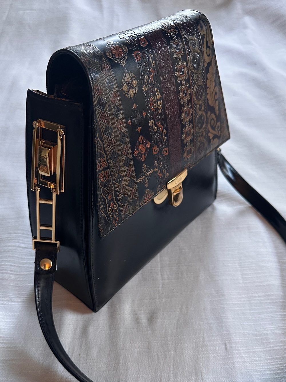 vintage VERA PELLE Calja Handcrafted Italian Leather Shoulder Bag